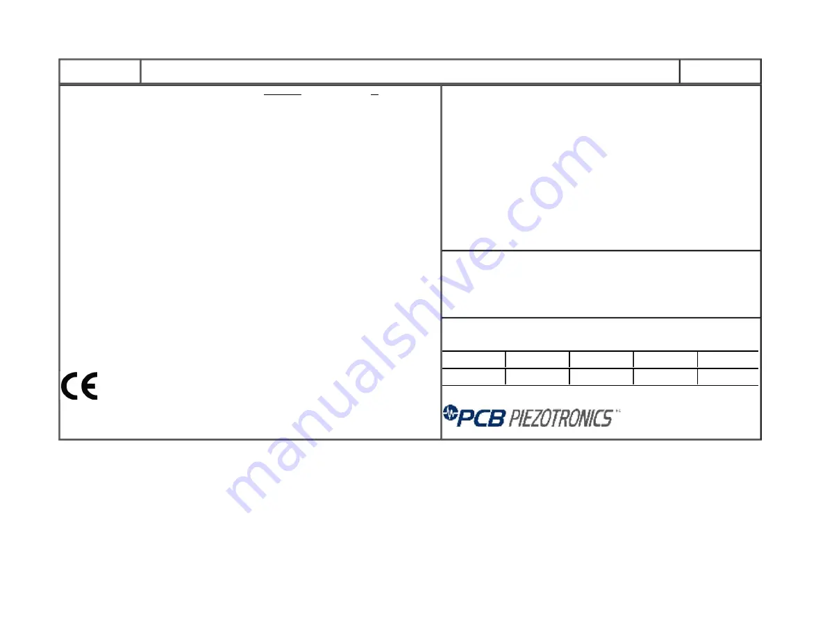 PCB Piezotronics M221B02 Installation And Operating Manual Download Page 16