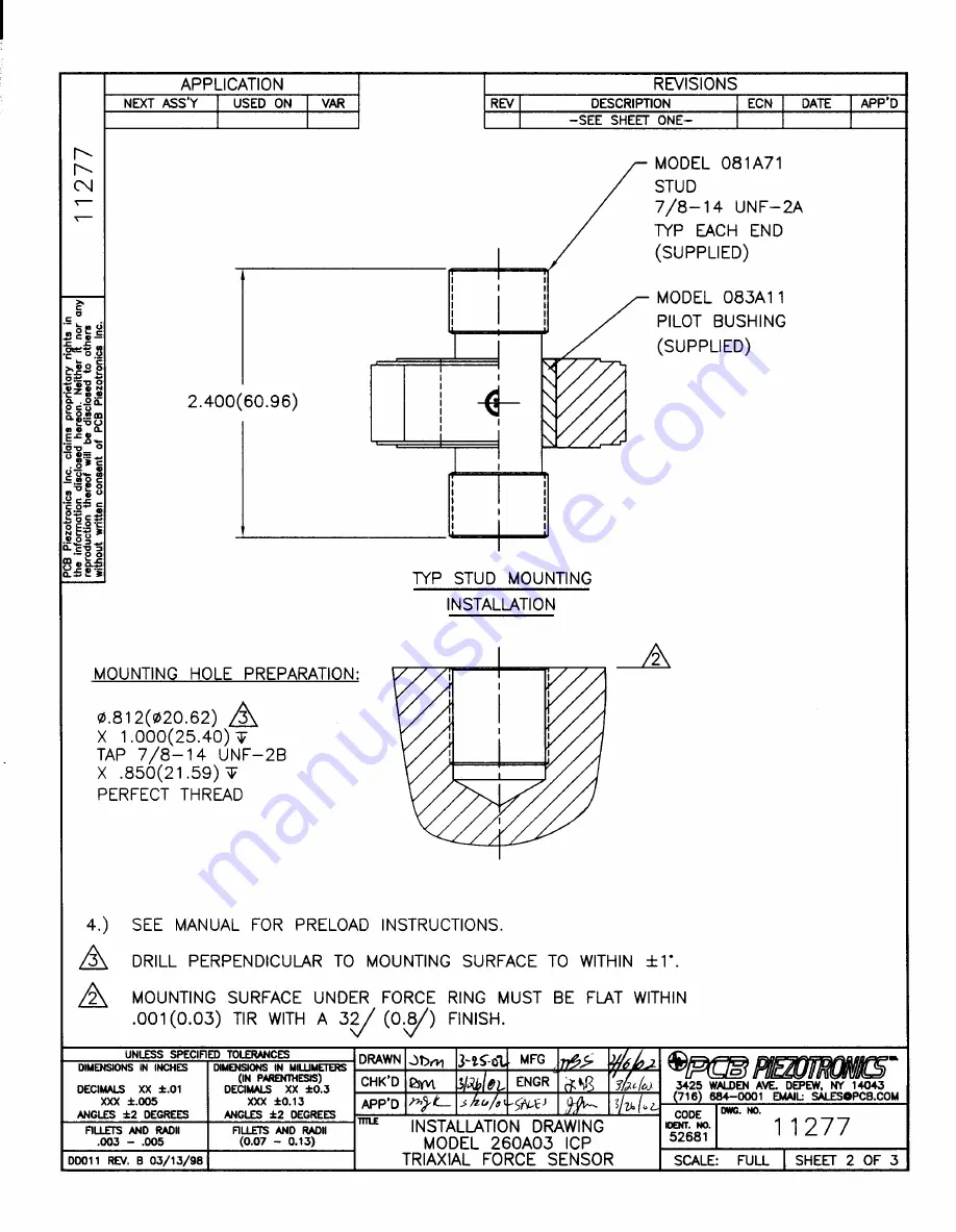 PCB Piezotronics M260A03 Installation And Operating Manual Download Page 18