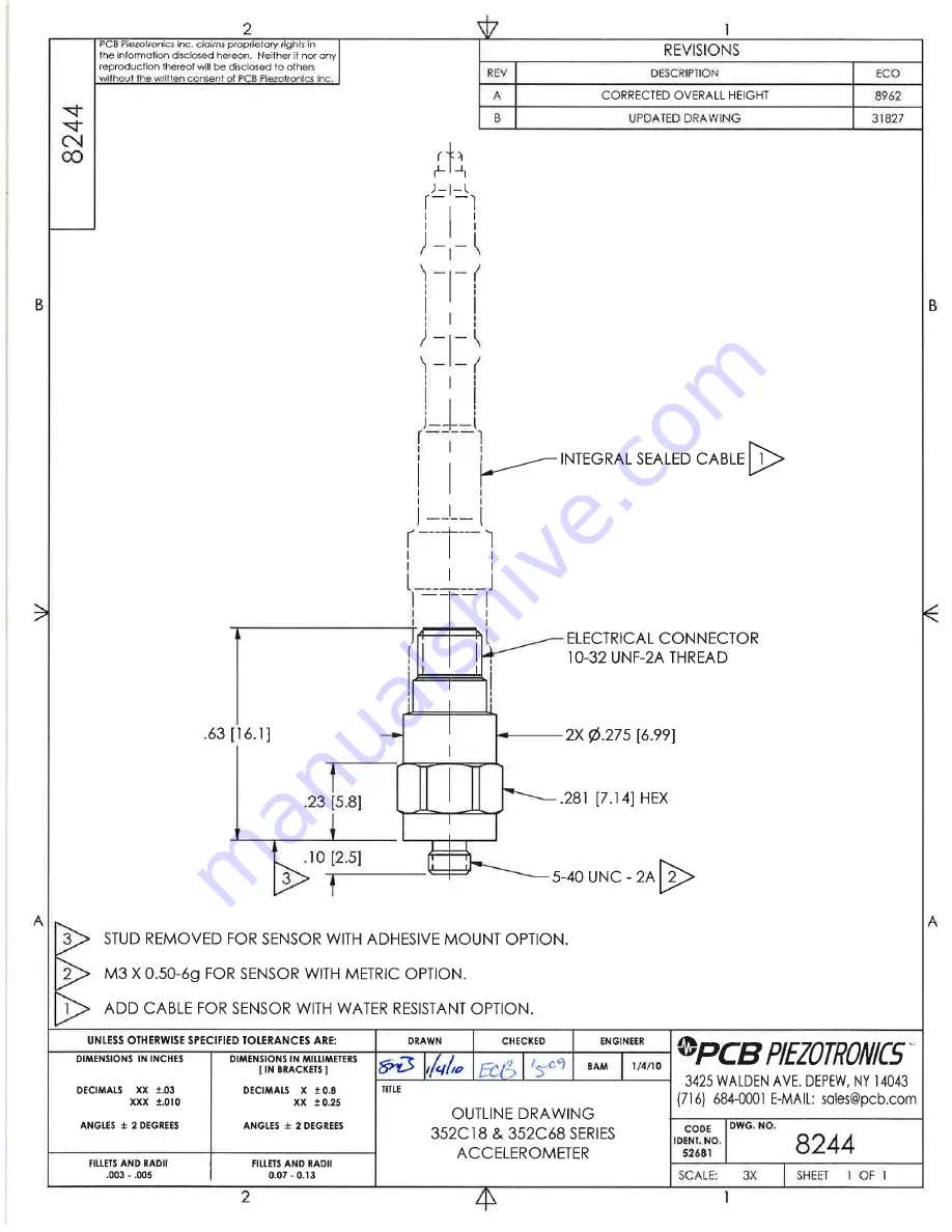 PCB Piezotronics M352C68 Installation And Operating Manual Download Page 16