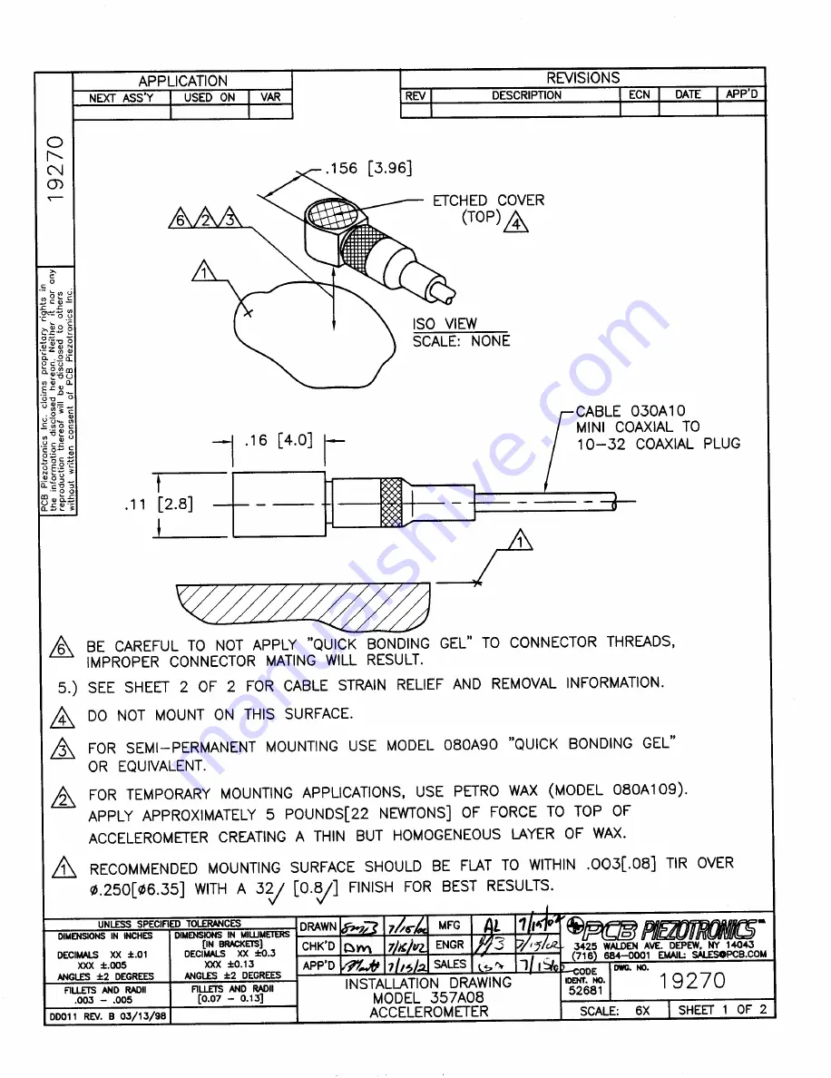 PCB Piezotronics P357A08 Installation And Operating Manual Download Page 14