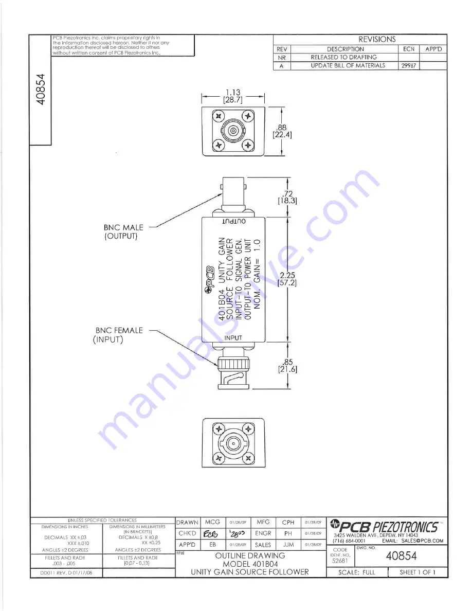 PCB Piezotronics RH401B04 Installation And Operating Manual Download Page 9