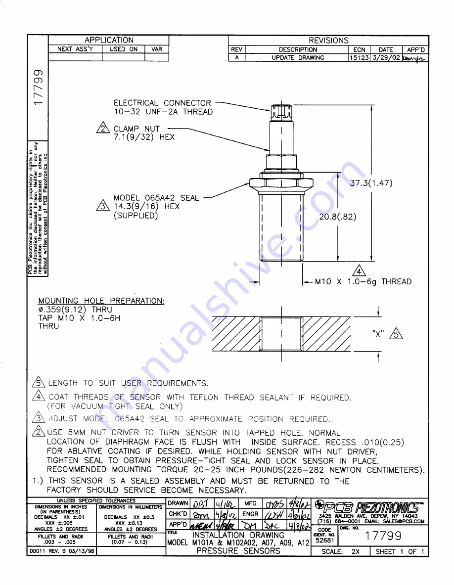 PCB Piezotronics SM102A07 Скачать руководство пользователя страница 11