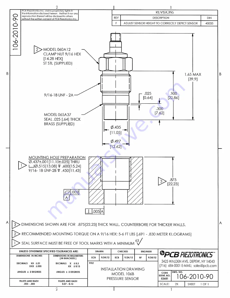 PCB Piezotronics WM106B Installation And Operating Manual Download Page 10