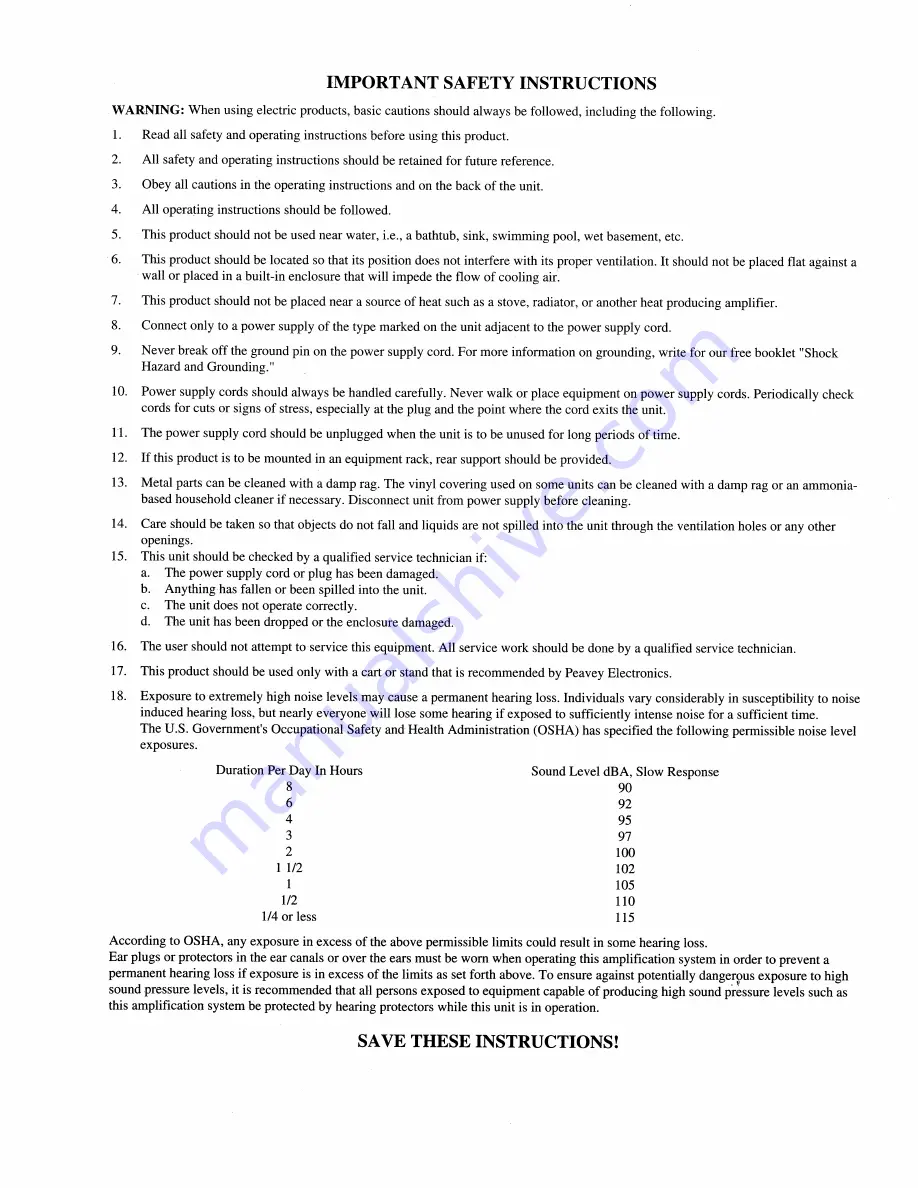 Peavey 1002-8 RQ Owner'S Manual Download Page 10