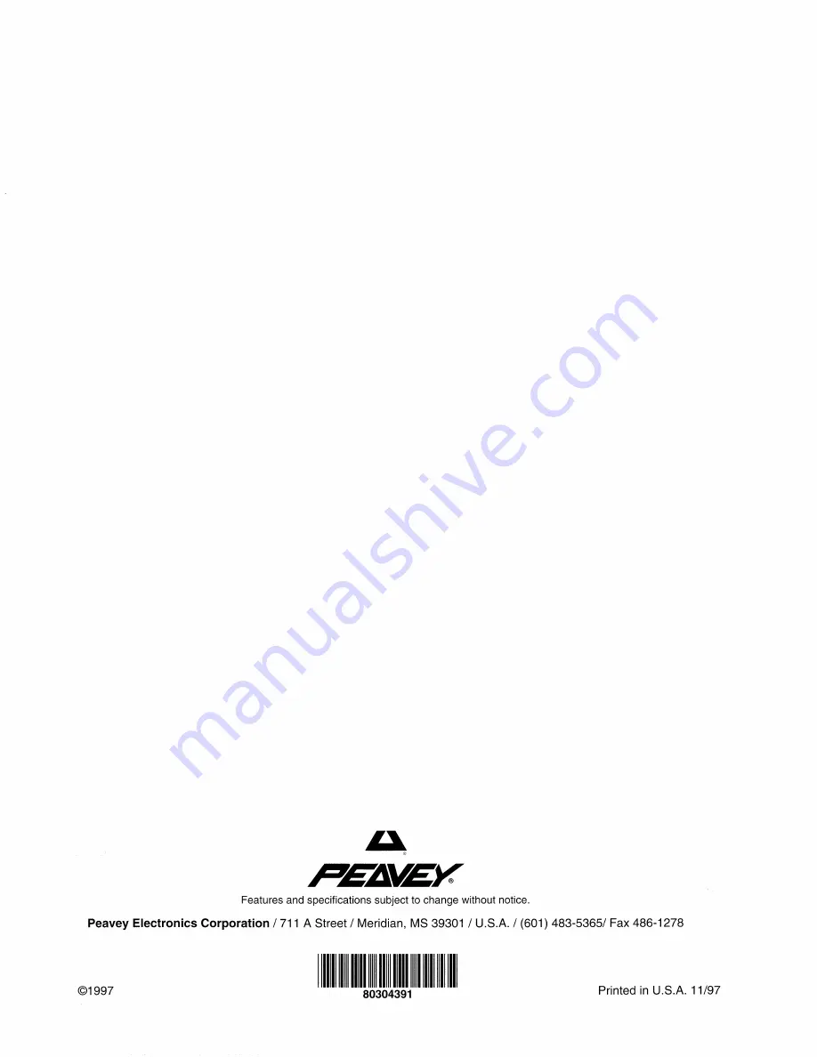 Peavey 1002-8 RQ Owner'S Manual Download Page 11