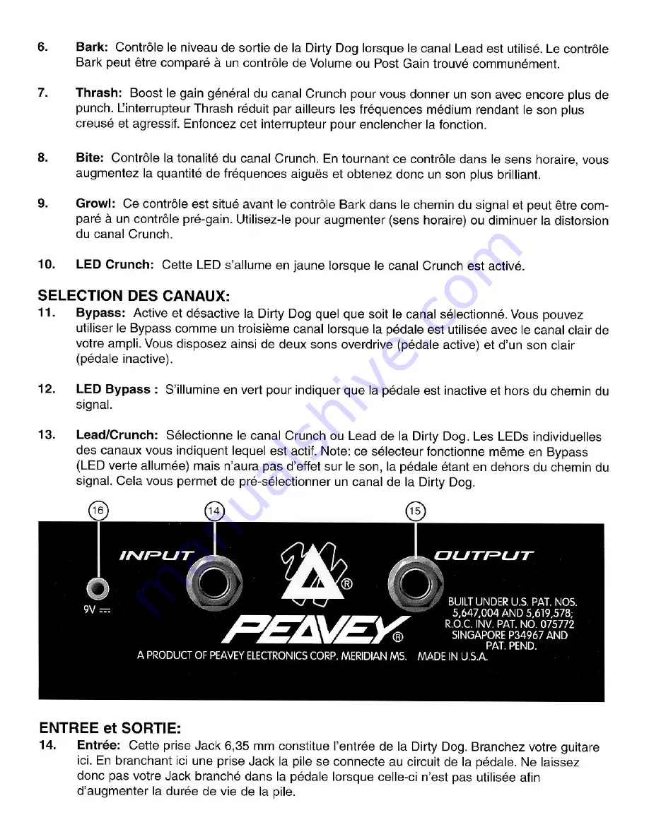 Peavey Dirty Dog Owner'S Manual Download Page 11