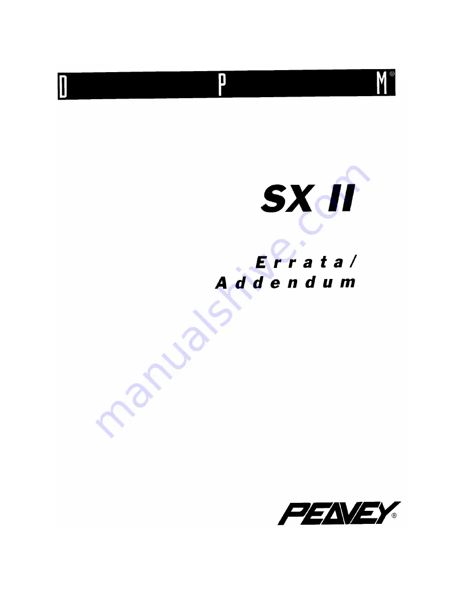 Peavey DPM SX II User Manual Download Page 1