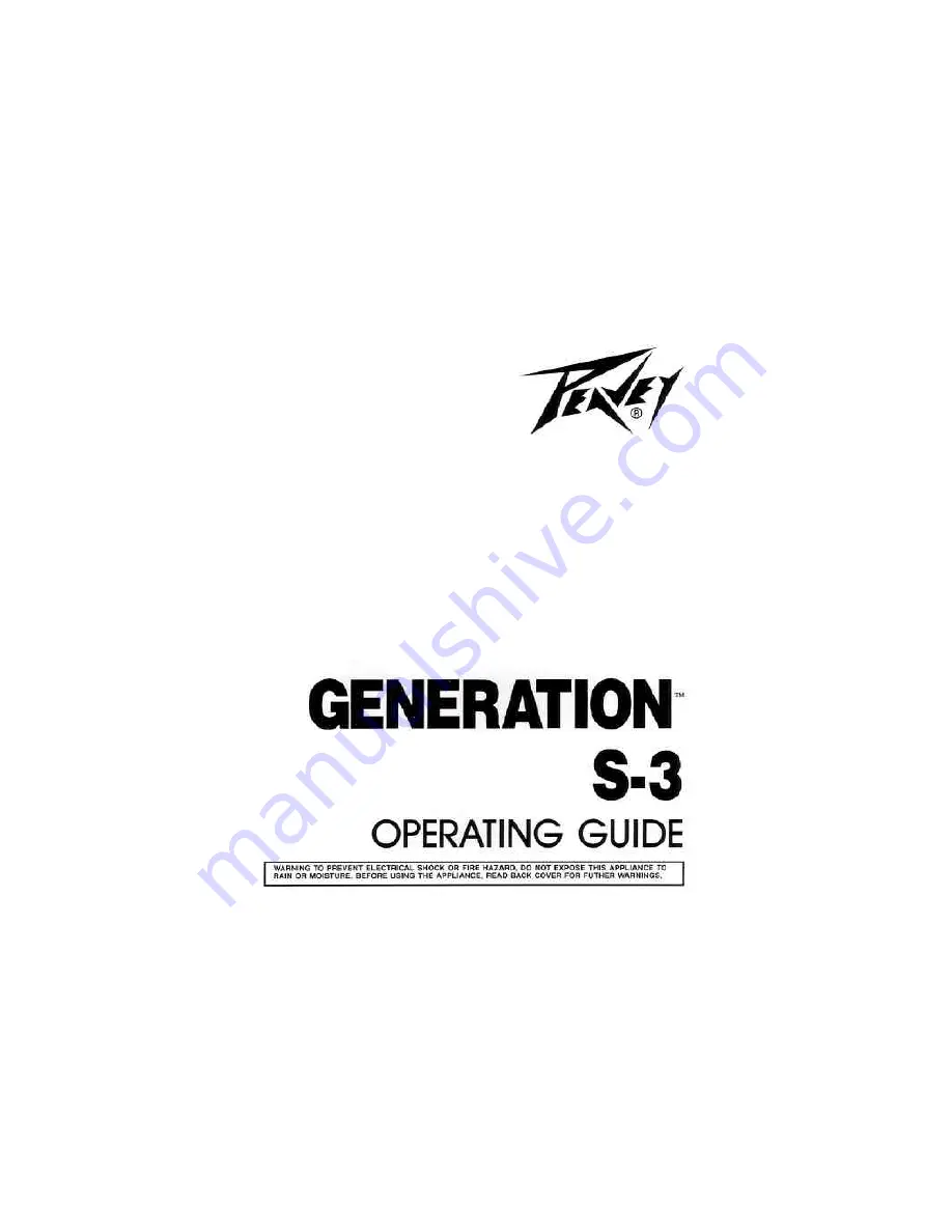 Peavey Generation S-3 Operating Manual Download Page 1