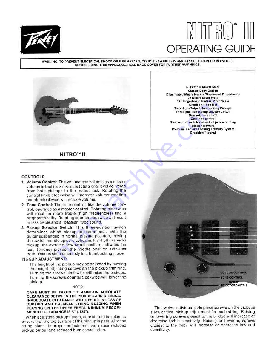 Peavey Nitro II Operating Manual Download Page 1