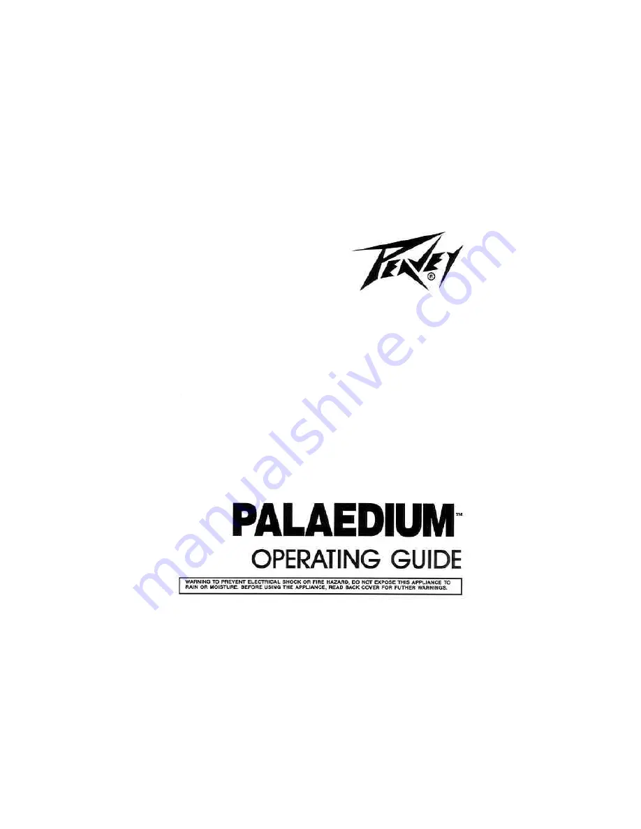 Peavey Palaedium Operating Manual Download Page 1