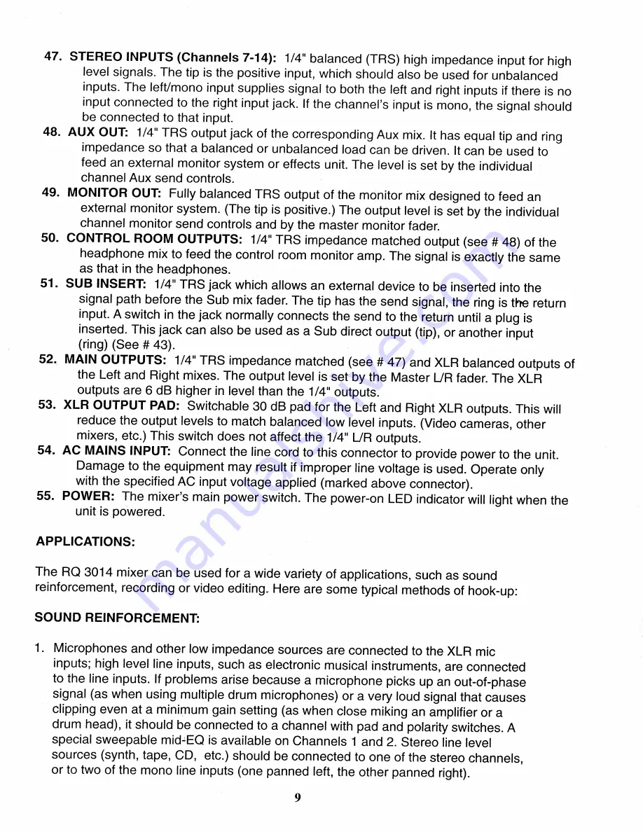 Peavey RQ 3014 Owner'S Manual Download Page 9