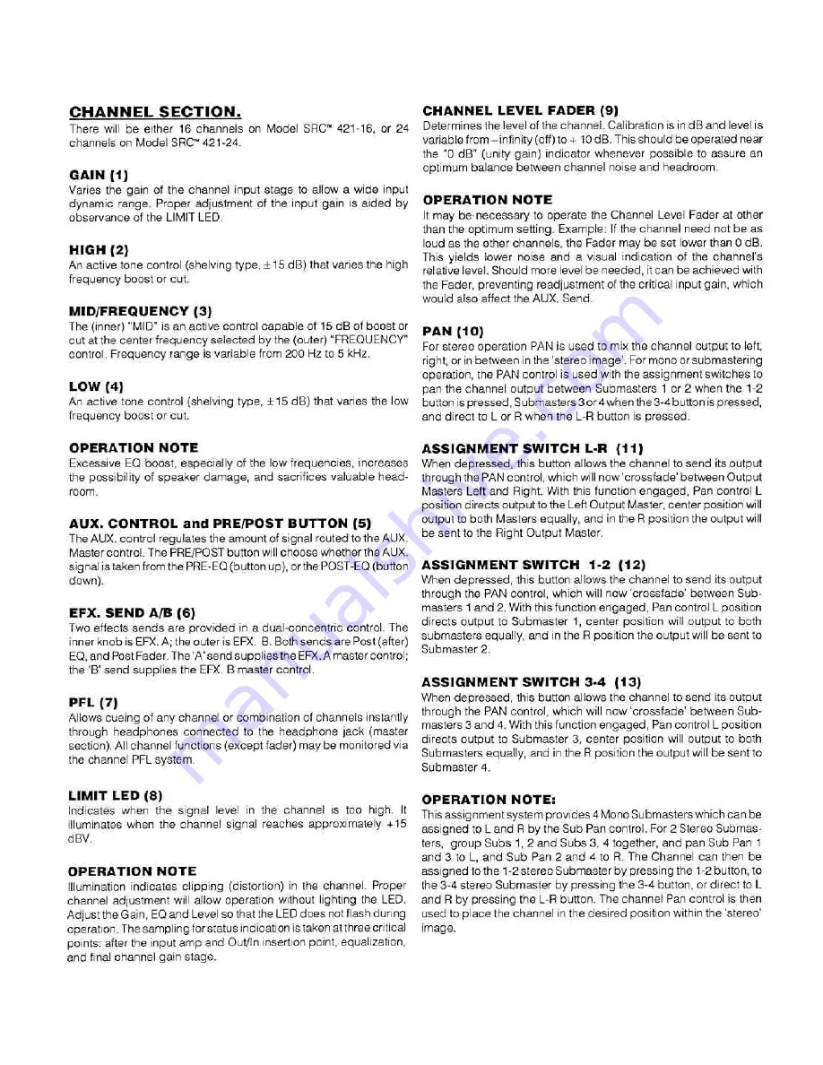 Peavey SRC 421 Owner'S Manual Download Page 3