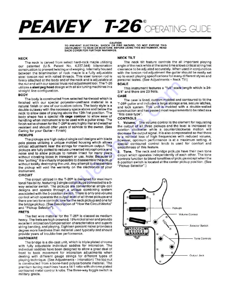 Peavey T-26 Operating Manual Download Page 1