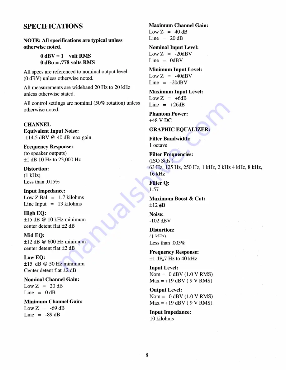 Peavey XR 600E Operating Manual Download Page 8