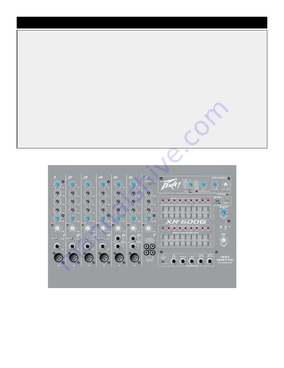 Peavey XR 600G Operation Manual Download Page 5