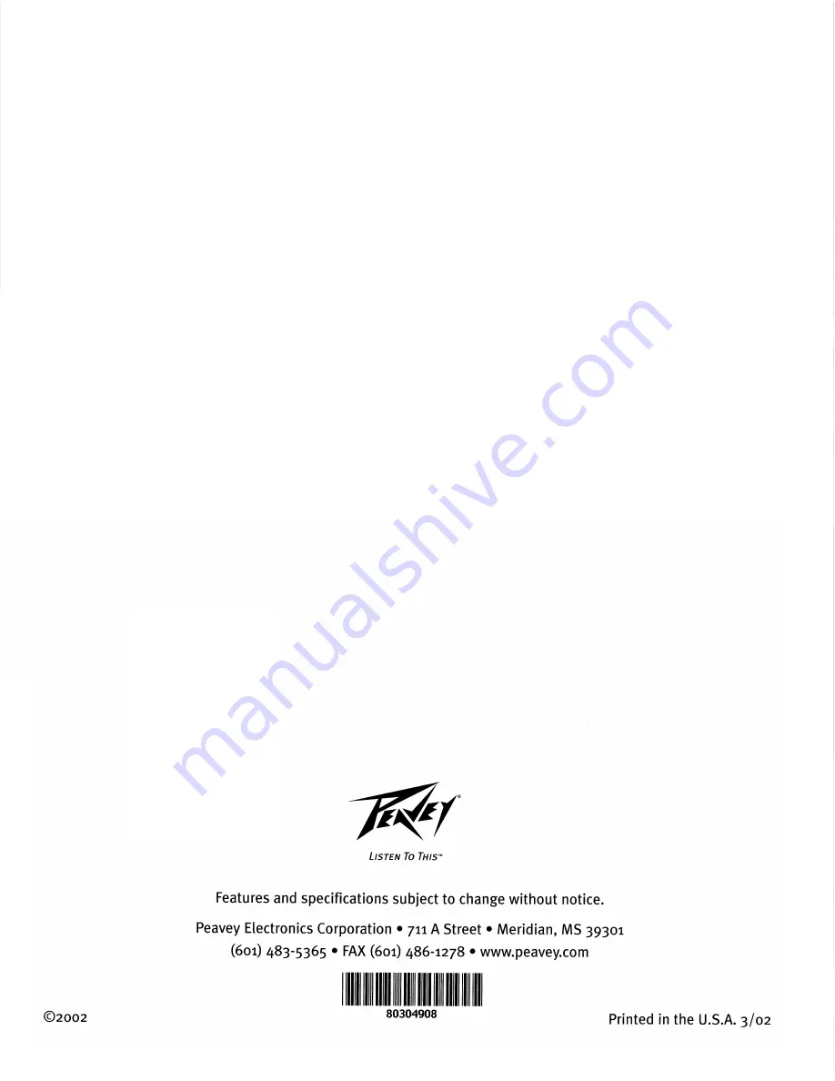 Peavey XXL Operation Manual Download Page 14