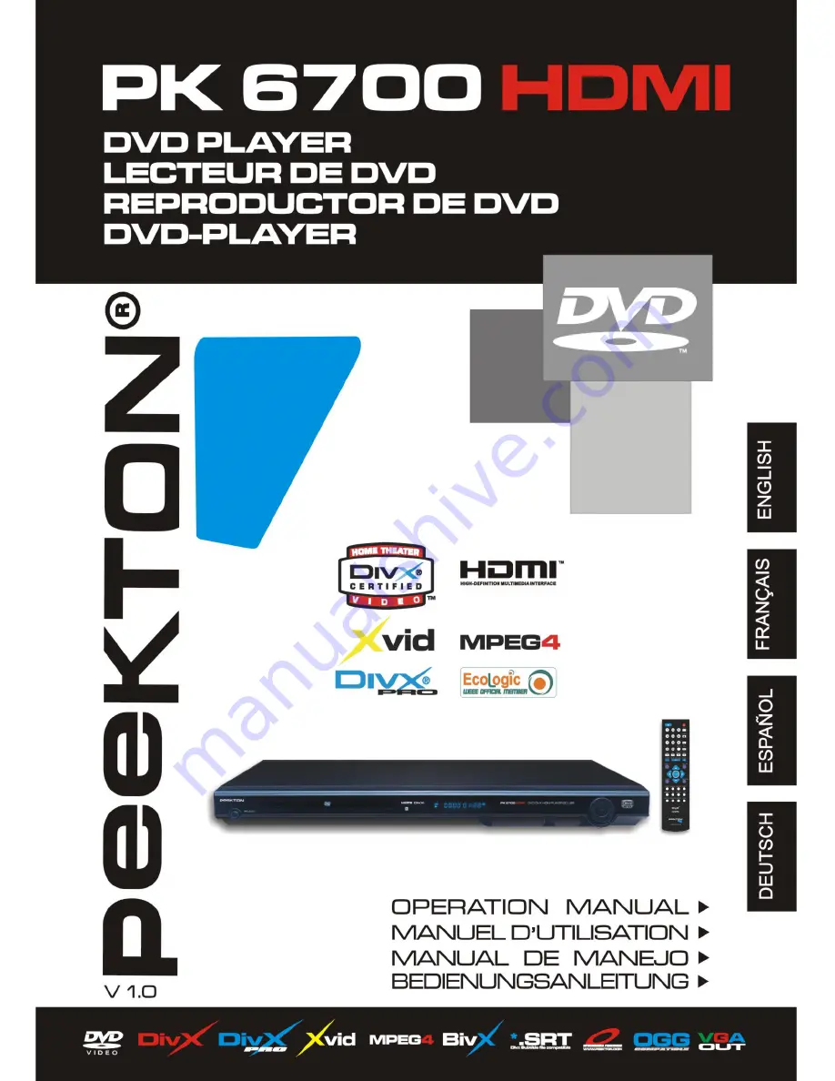 PEEKTON PK6700 HDMI Manual Download Page 1