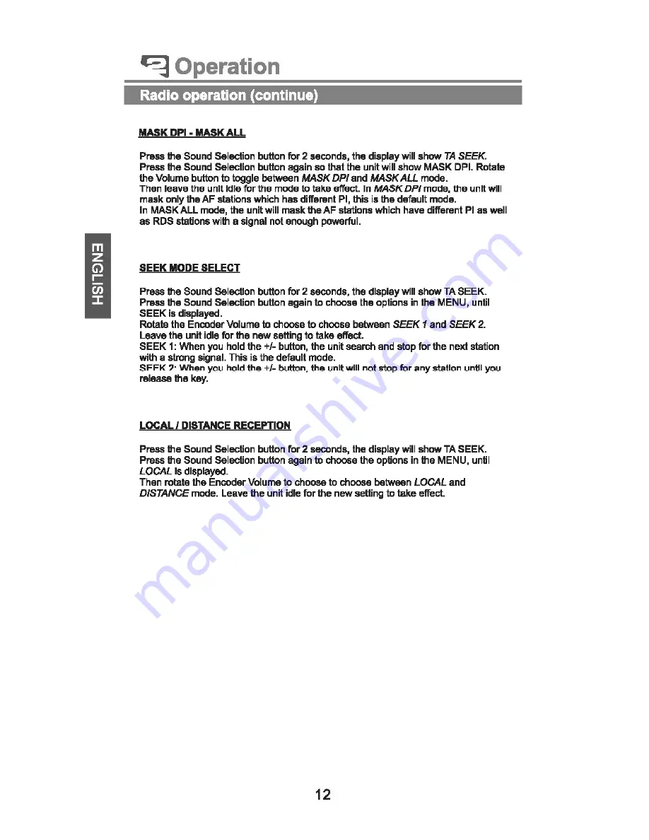 PEEKTON PKM500 RDS Manual Download Page 13