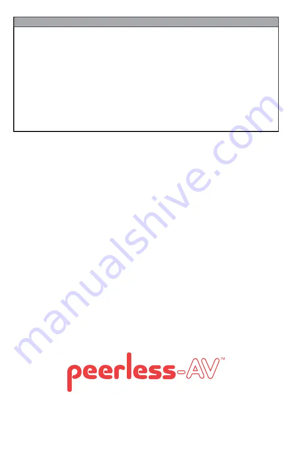 peerless-AV ACCXT400 Installation And Assembly Manual Download Page 8