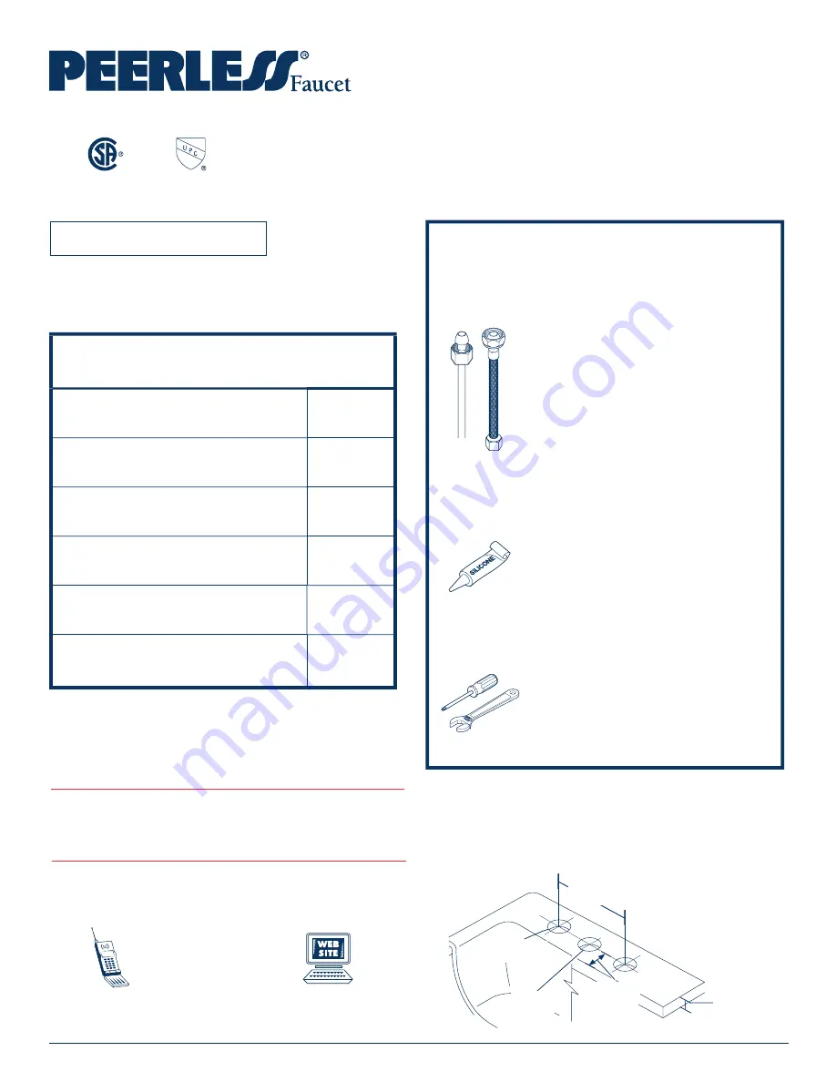 Peerless Faucet P99110 Series Assembly Instructions Manual Download Page 1