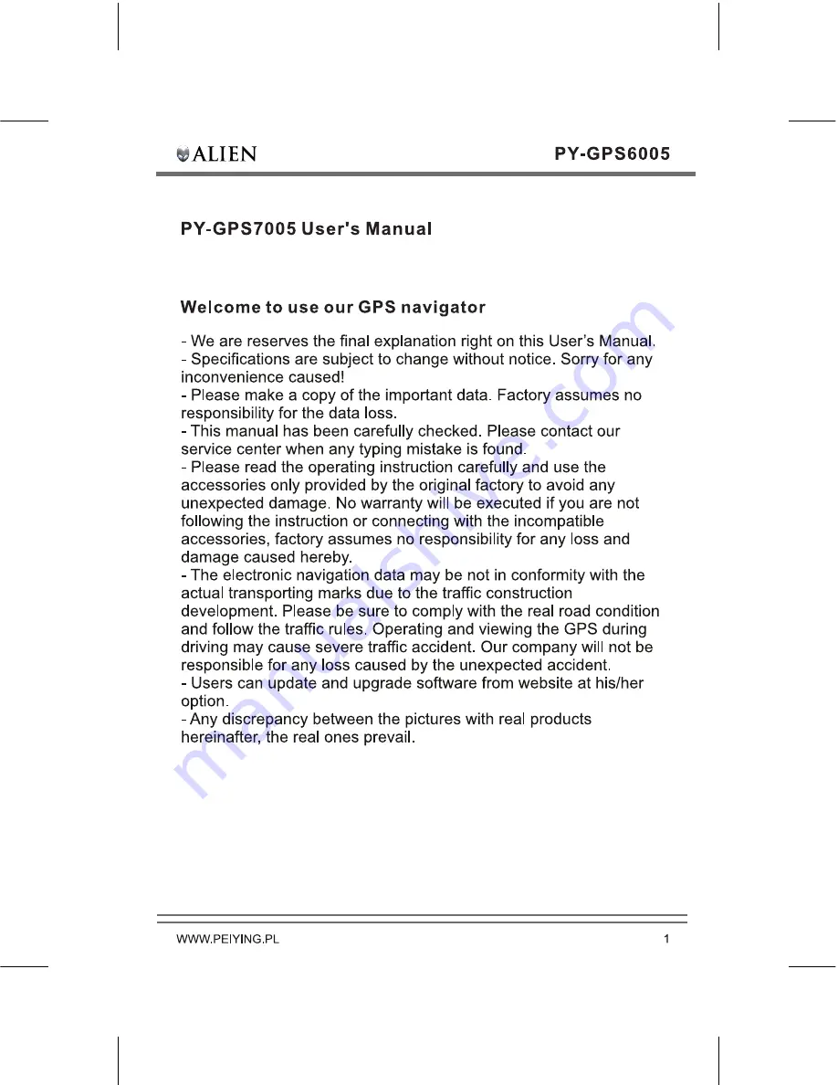 Peiying PY-GPS6005 Alien User Manual Download Page 3