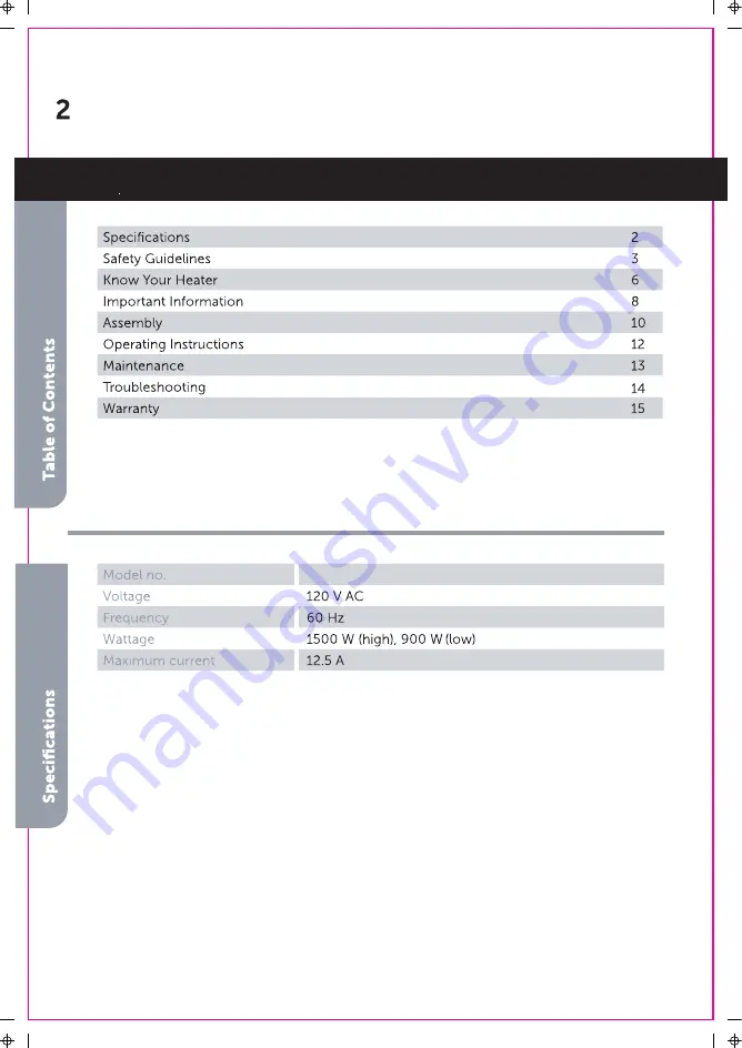 Pelonis NTH15-17BRA Instruction Manual Download Page 2