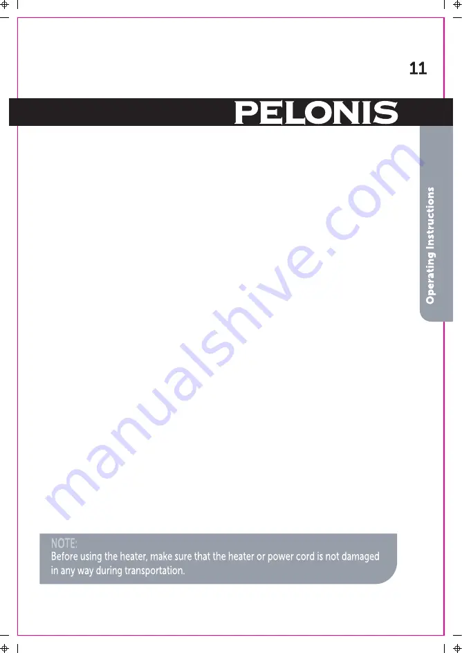 Pelonis NTH15-17BRA Instruction Manual Download Page 11