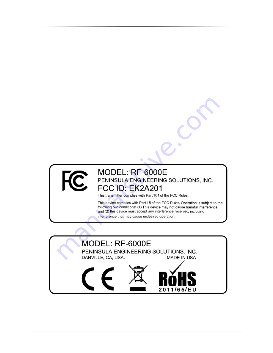 Peninsula Engineering Solutions RF-6000E Operation Manual Download Page 13