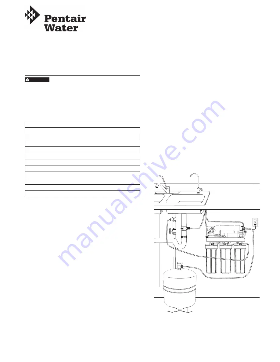 Pentair Pool Products RO-2600 Installation And Operation Manual Download Page 1