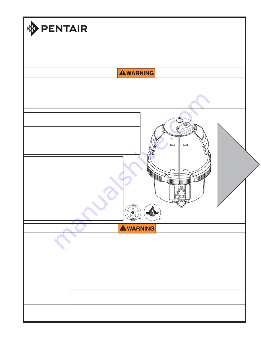 Pentair 460763 Installation And User Manual Download Page 1