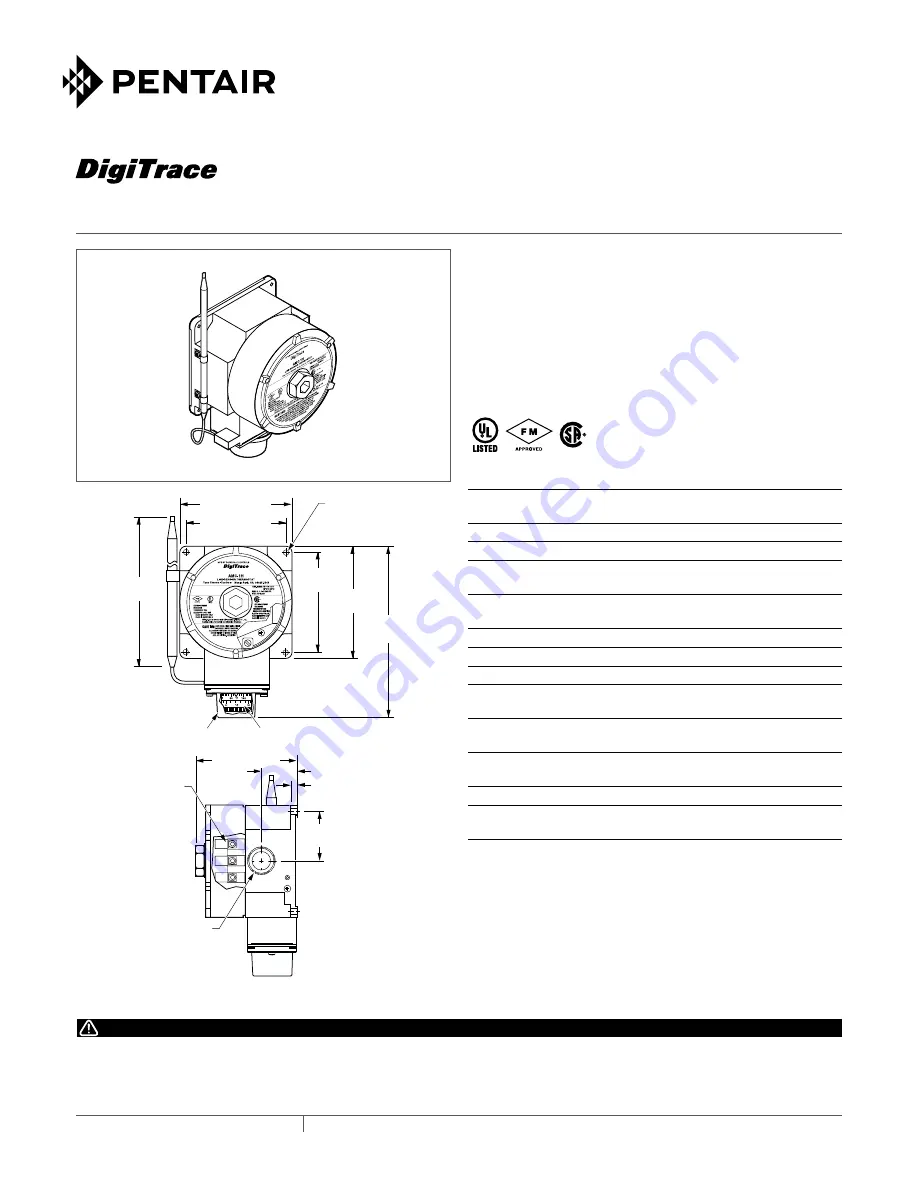 Pentair DigiTrace AMC-1H Installation Instructions Download Page 1