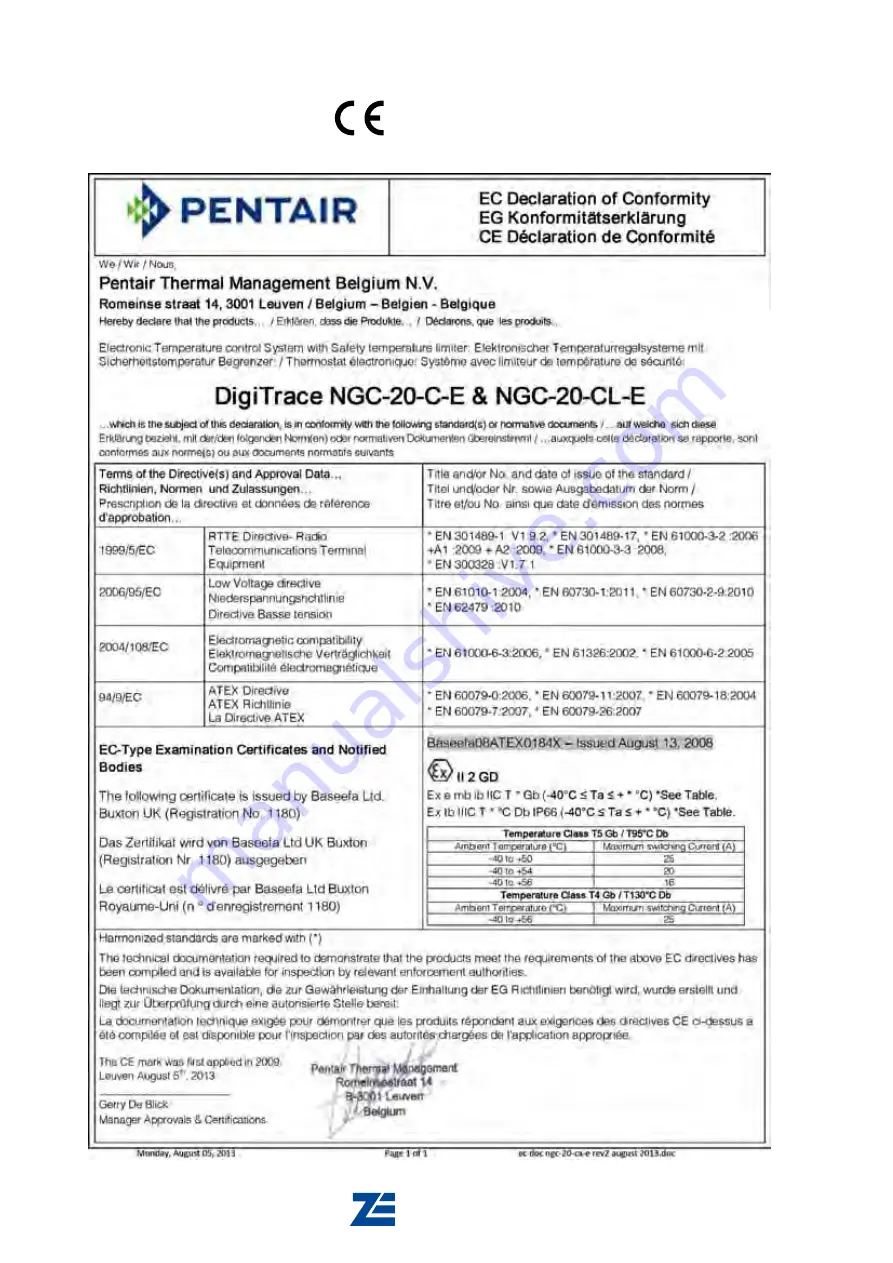 Pentair Digitrace NGC-20-C-E Installation, Operation And Maintenance Instructions Download Page 23