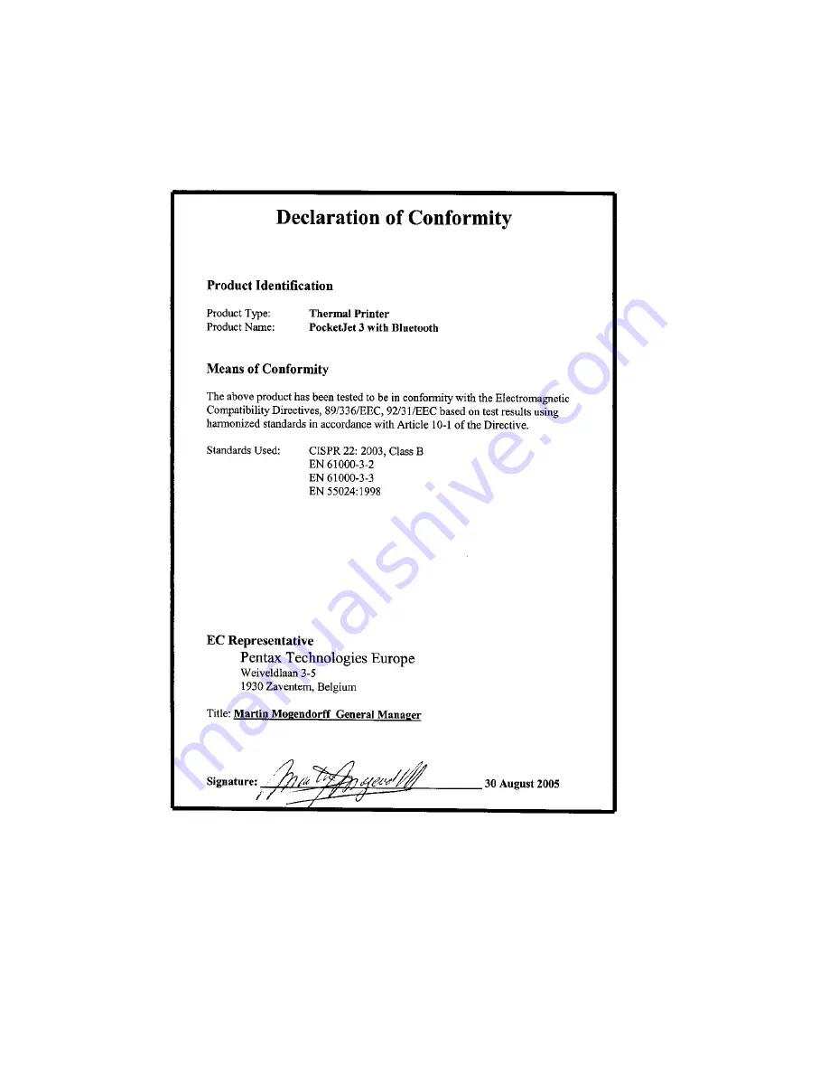 Pentax 205571 - PocketJet 3 Plus B/W Direct Thermal Printer User Manual Download Page 82