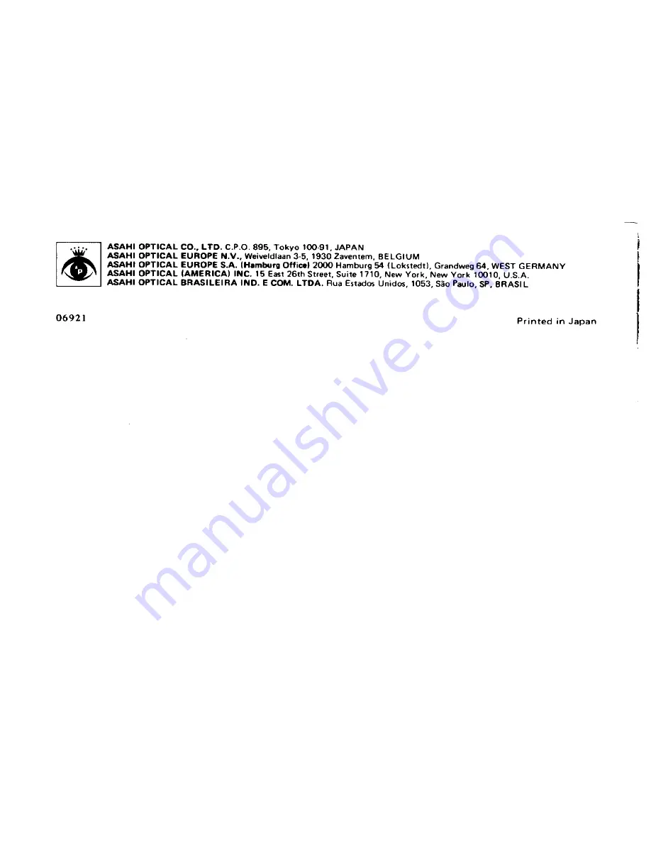 Pentax 6x7 Lens Adapter K Operating Manual Download Page 8