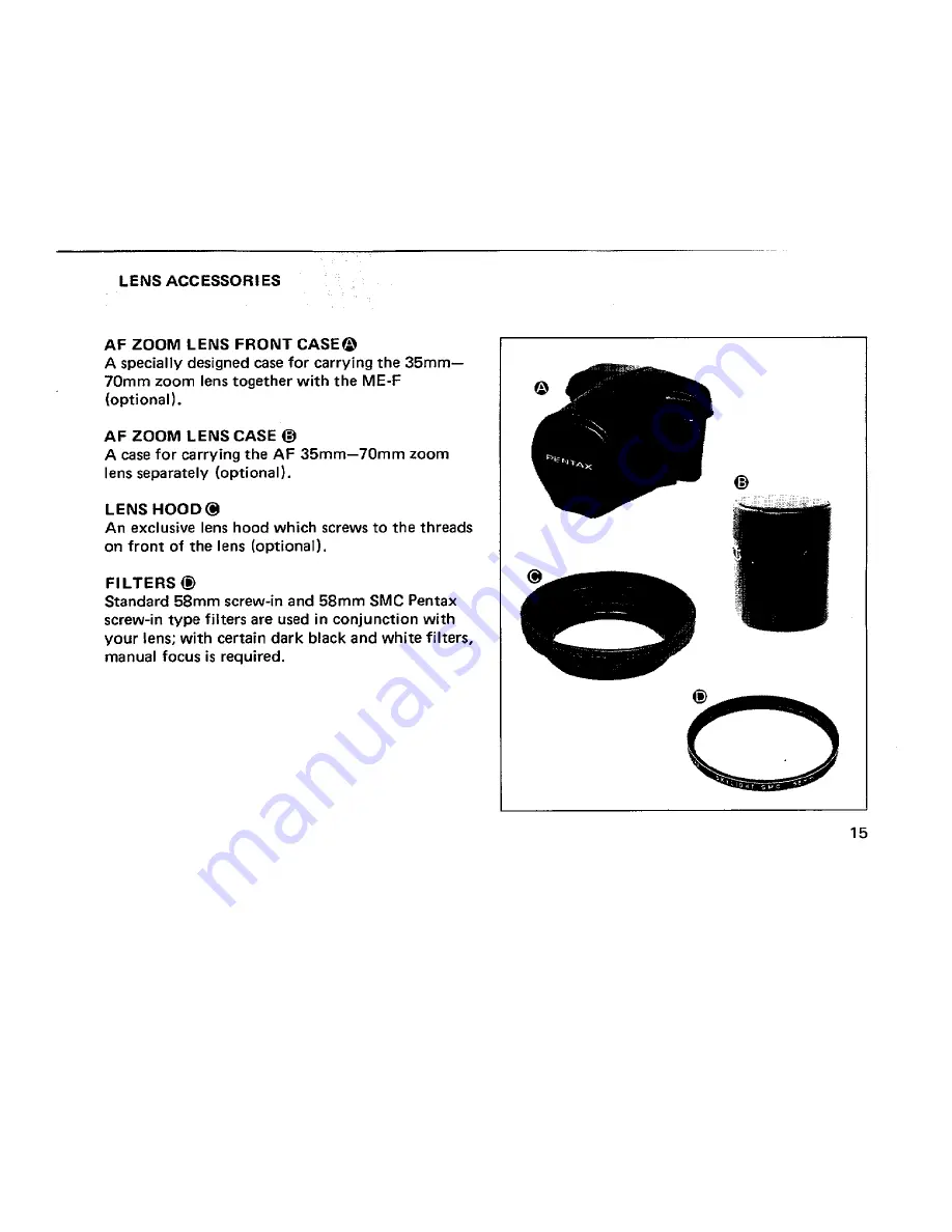 Pentax AF Zoom 35-70mm f/2.8s Operating Manual Download Page 17