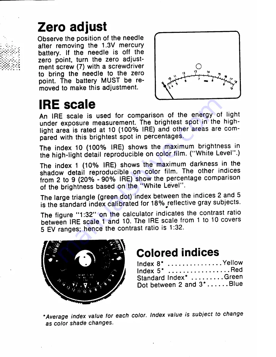 Pentax Honeywell 1/21 Degree Spotmeter Operating Manual Download Page 7