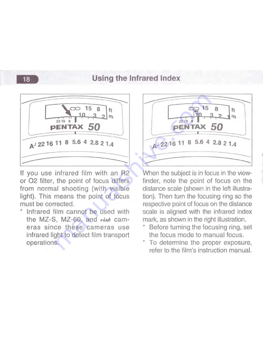 Pentax smc Pentax-FA Operating Manual Download Page 20