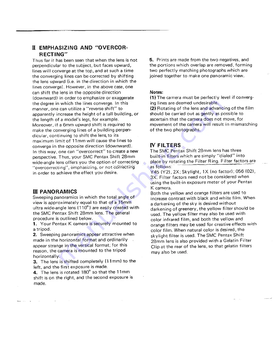 Pentax SMC Shift 28mm f/3.5 Lens Operating Manual Download Page 3