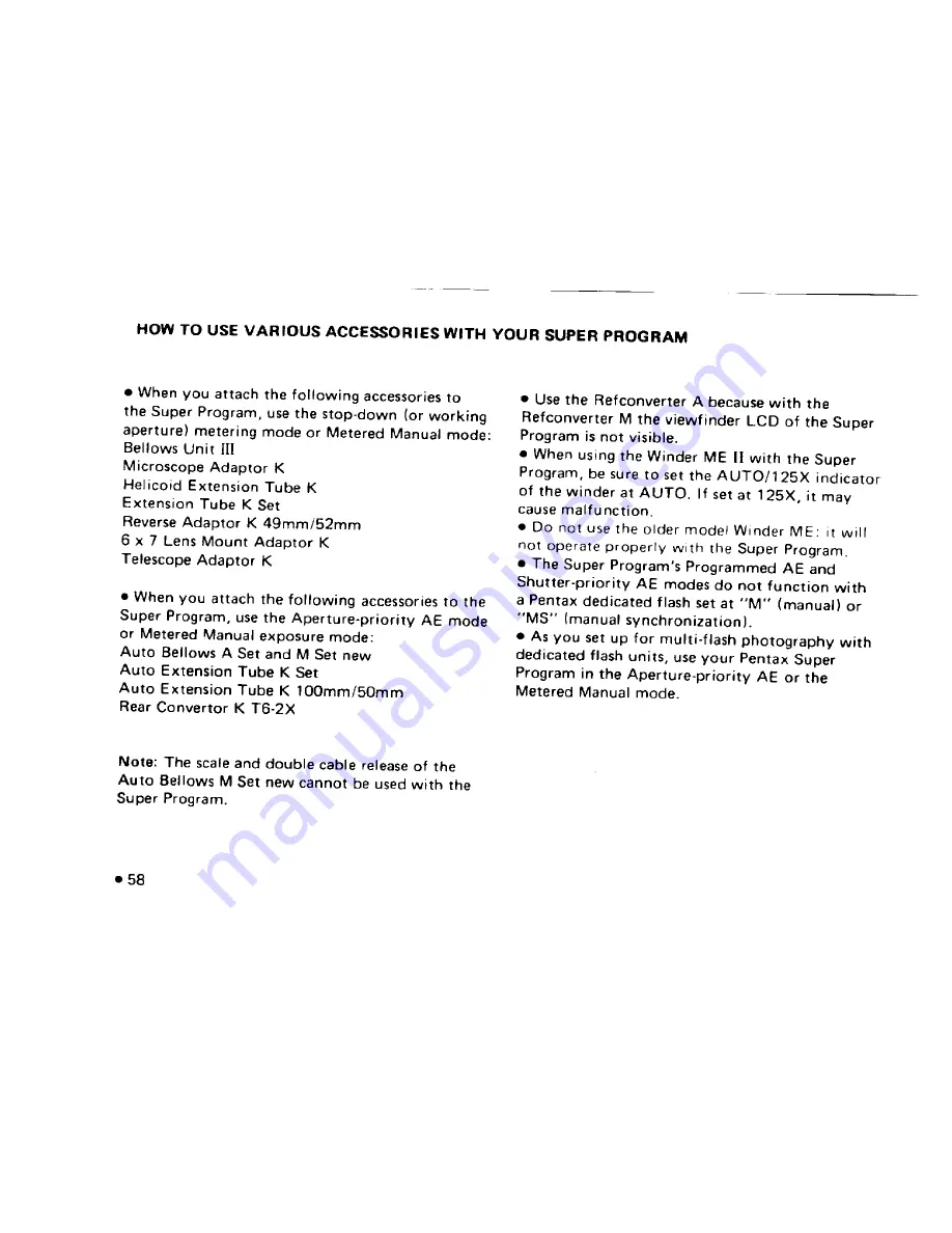 Pentax Super Program User Manual Download Page 62