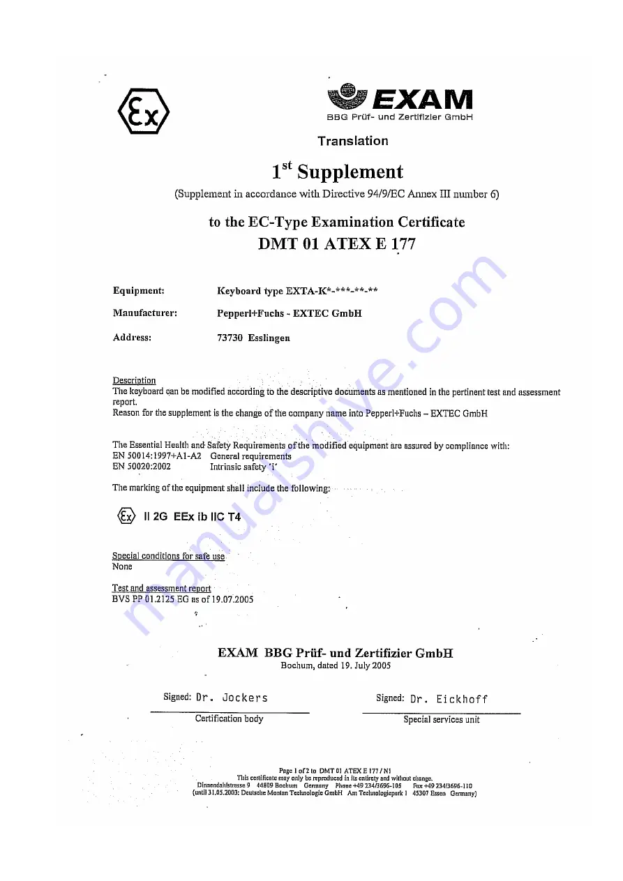 Pepperl+Fuchs EXTA-K1 Technical Manual Download Page 31