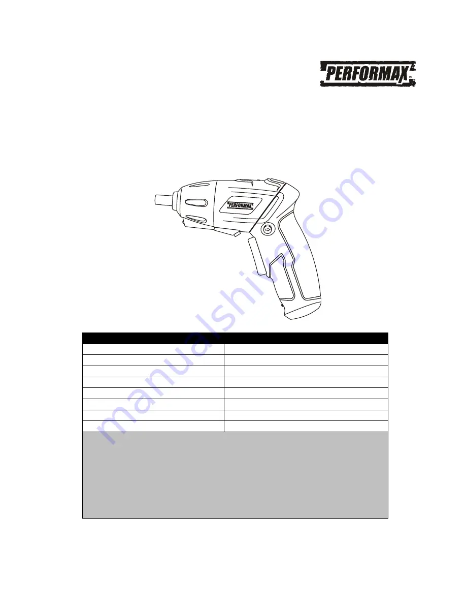 Performax 241-1395 Скачать руководство пользователя страница 1