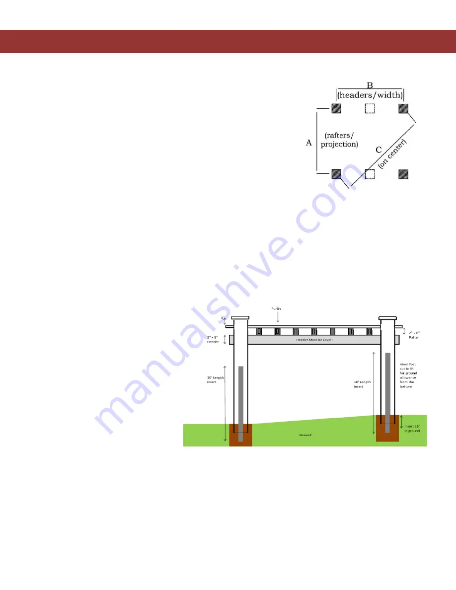 Pergola kits USA Single-Beam Free-Standing Pergola Installation Manual Download Page 4