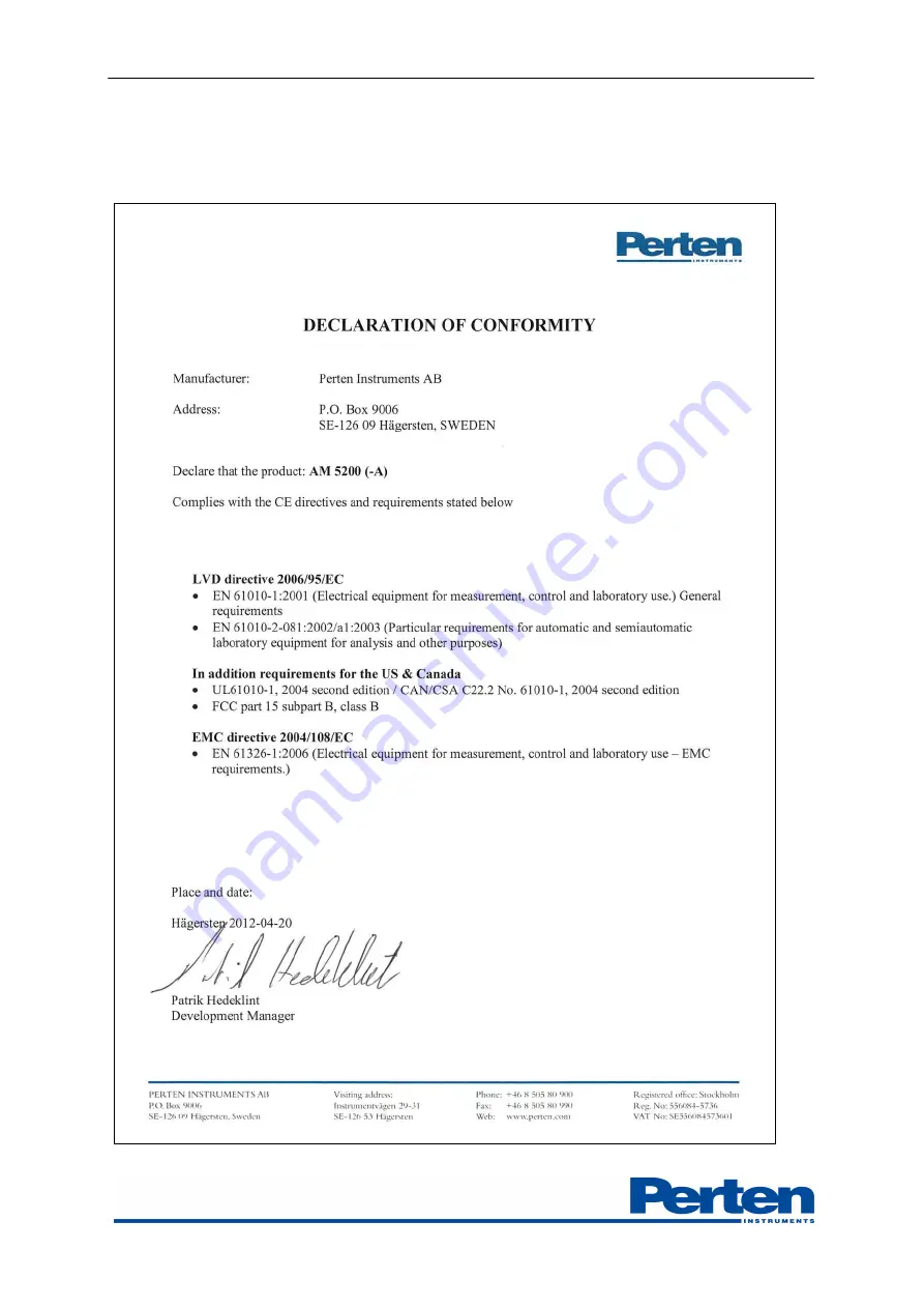 Perten Aquamatic 5200 Operation Manual Download Page 7