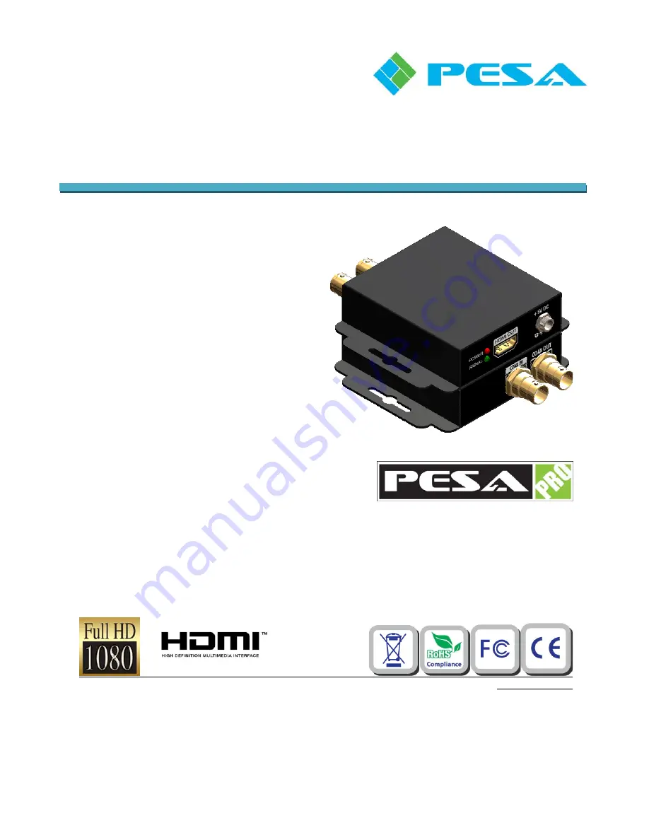 PESA PRO-HD2HDMI Скачать руководство пользователя страница 1