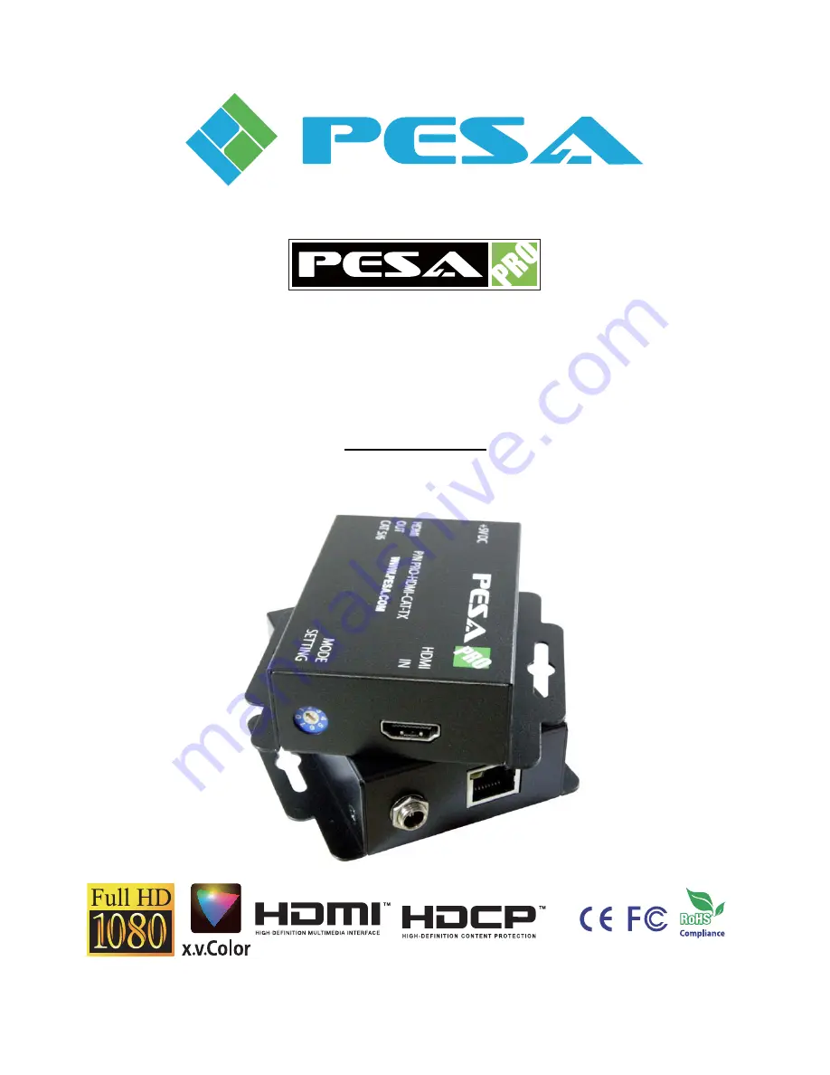 PESA PRO-HDMI-CAT User Manual Download Page 1