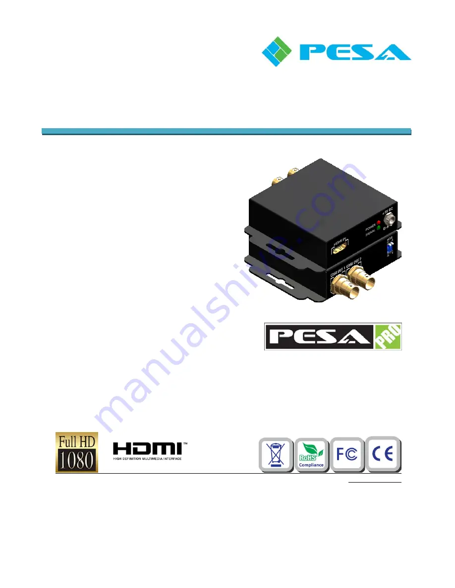 PESA PRO-HDMI2HD User Manual Download Page 1