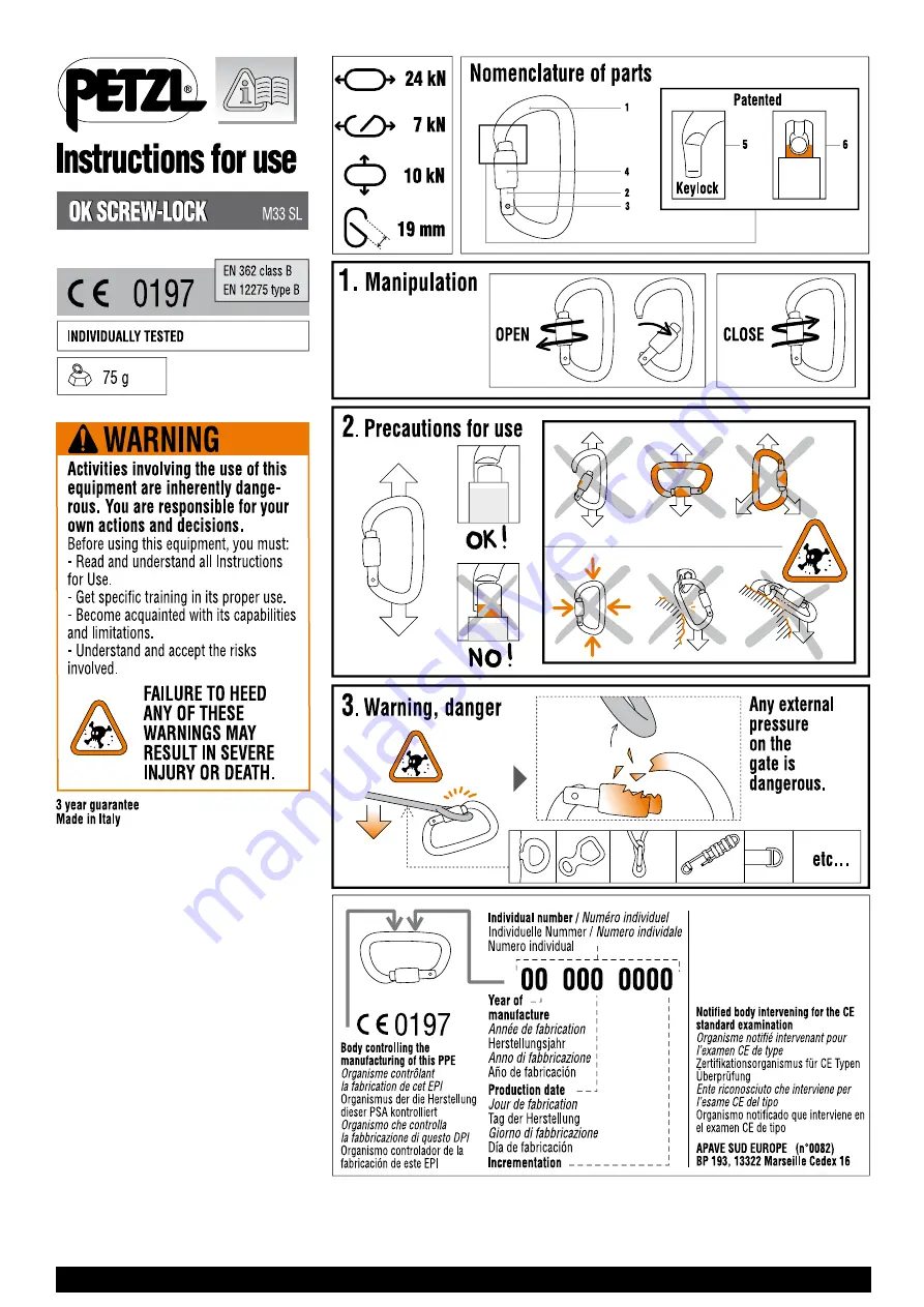 Petzl C73JF0 Скачать руководство пользователя страница 20