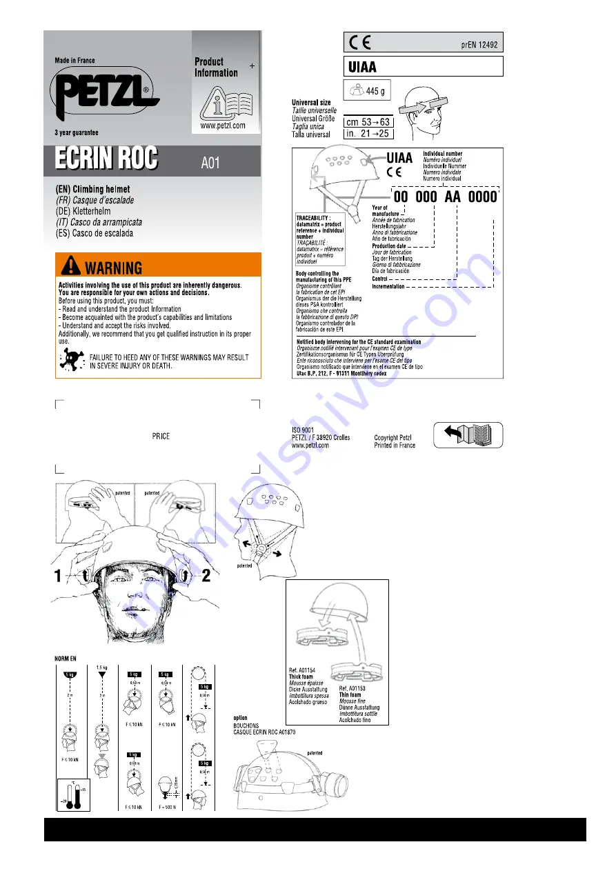 Petzl ECRIN ROC Instructions Manual Download Page 1