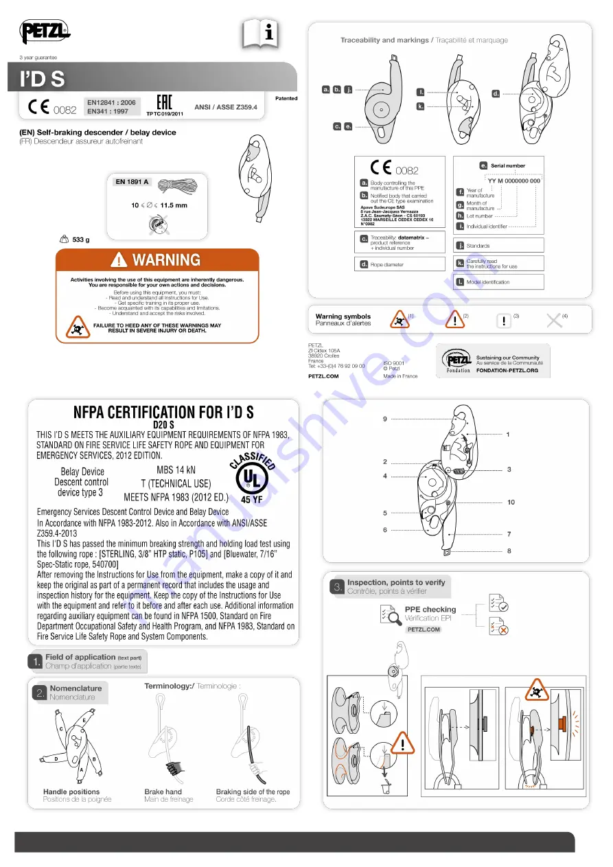 Petzl I'D S Manual Download Page 1