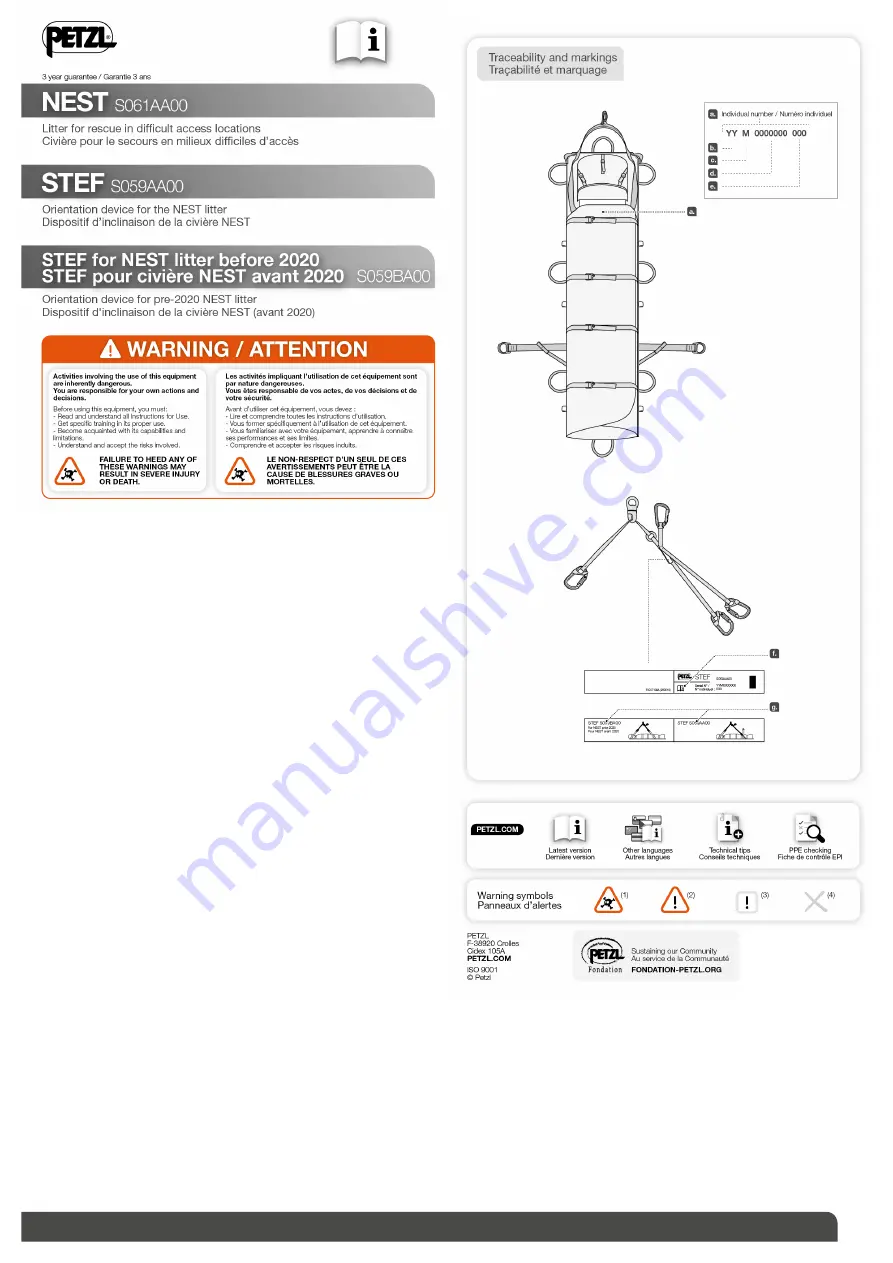 Petzl NEST S061AA00 Technical Notice Download Page 1